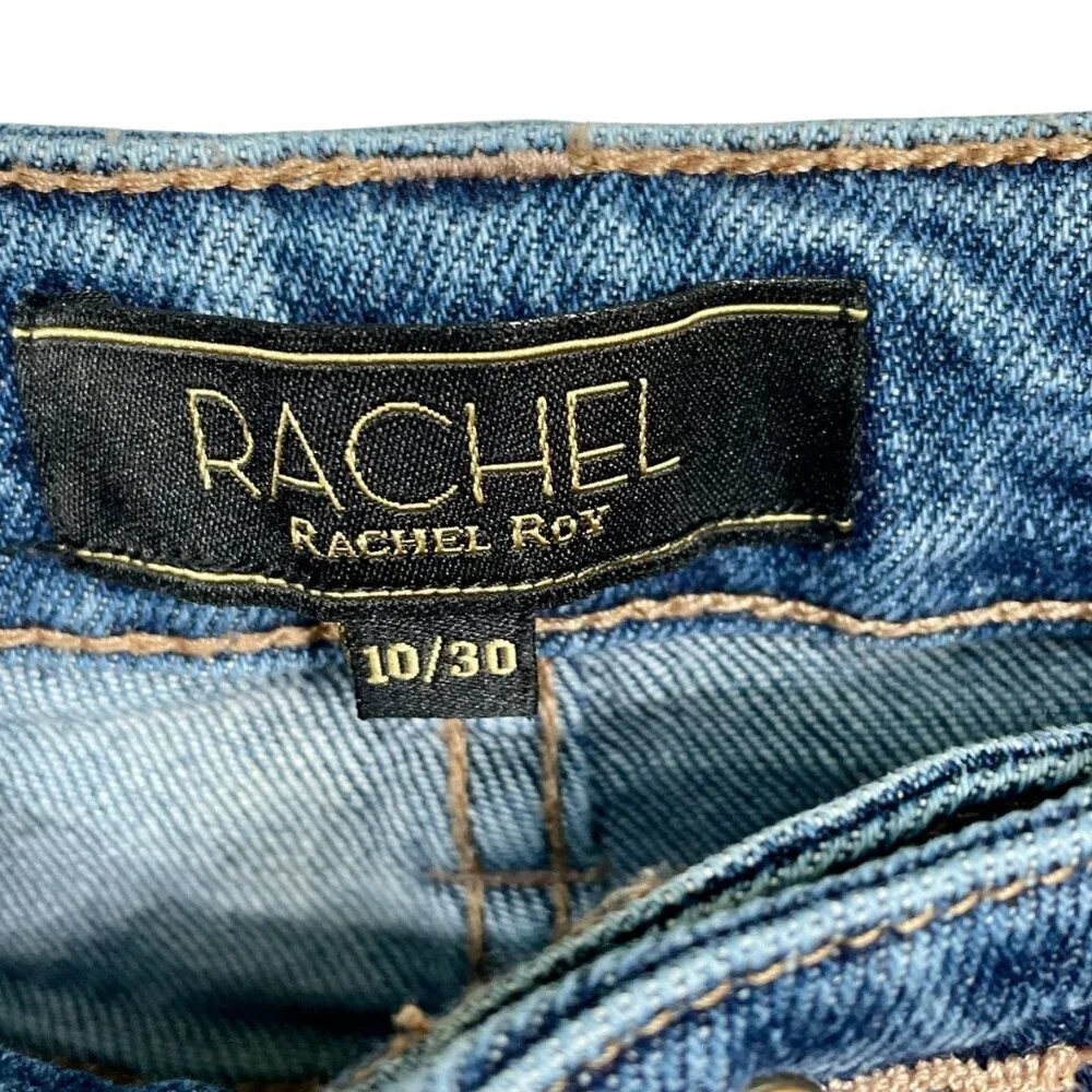 Rachel Rachel Roy High Rise Denim Jorts Bermuda Shorts Cuffed Size 10 30